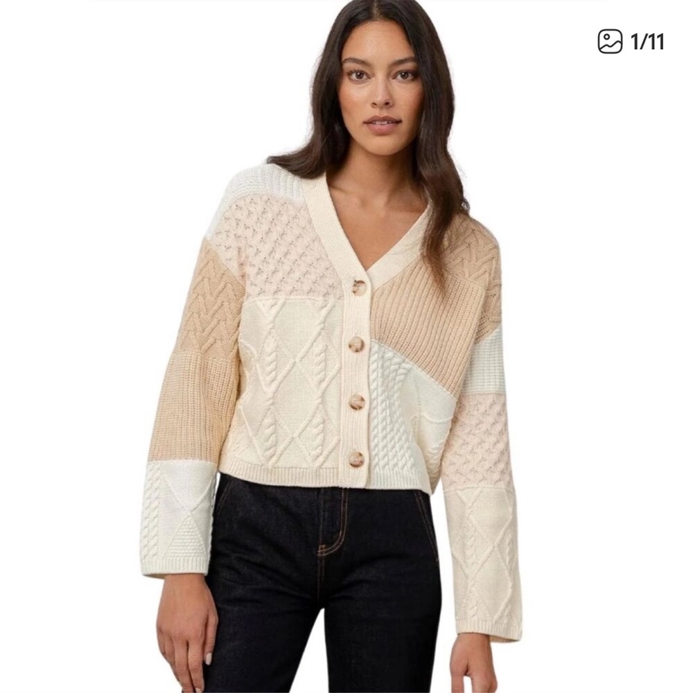 Rails Reese Ivory/Cream Cable Knit Sweater